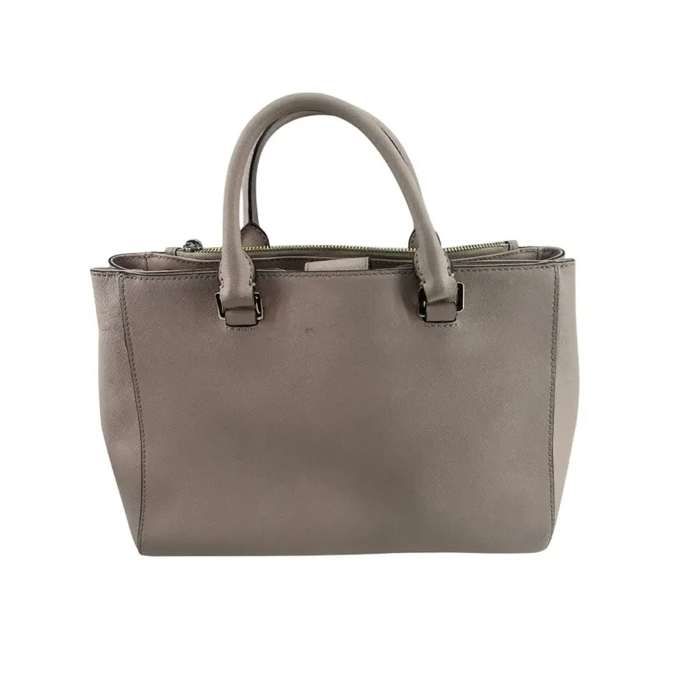 MICHAEL KORS Kellen Med Convertible Satchel Khaki Tan Beige Leather